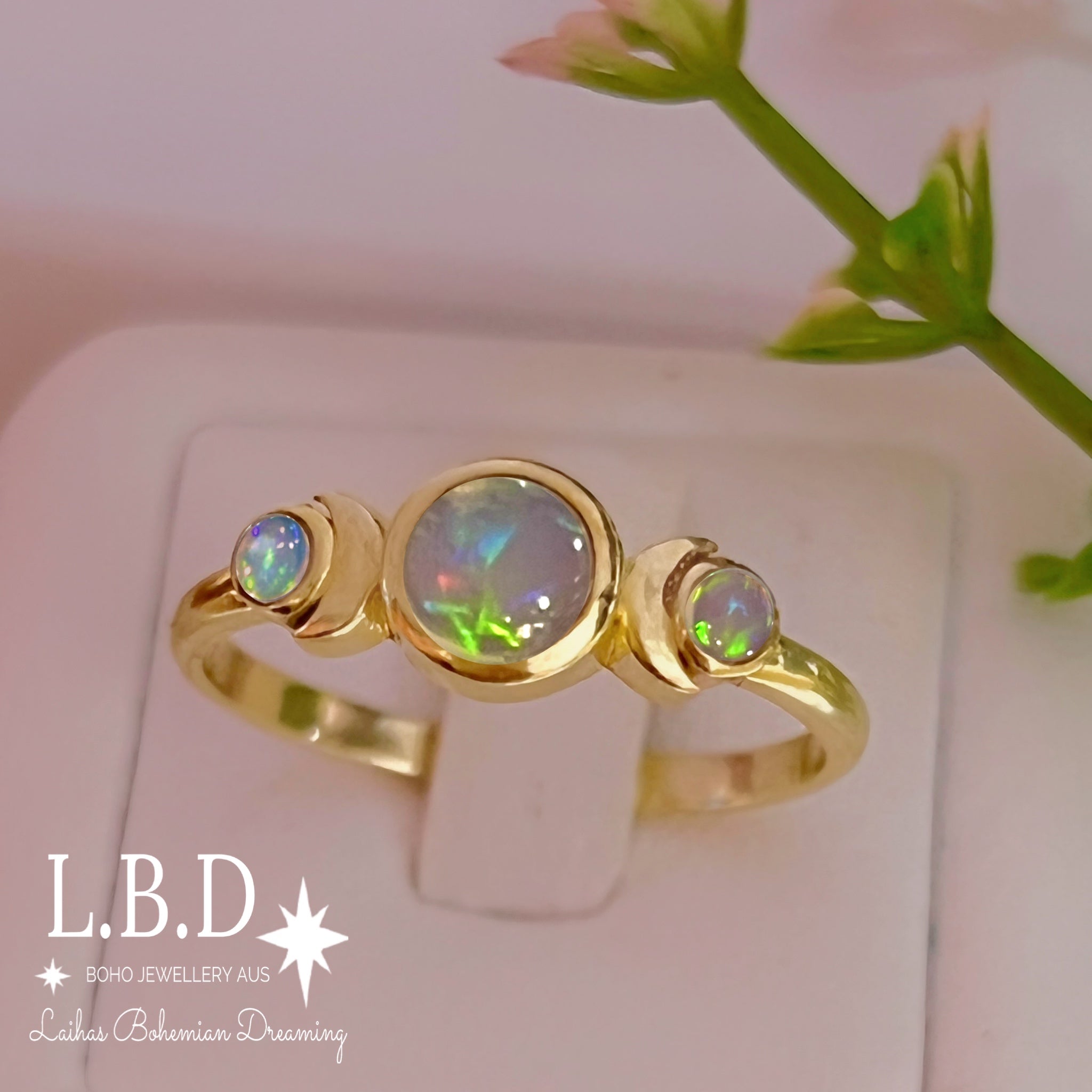Laihas Moon Tribe Crystal Gold Opal Ring