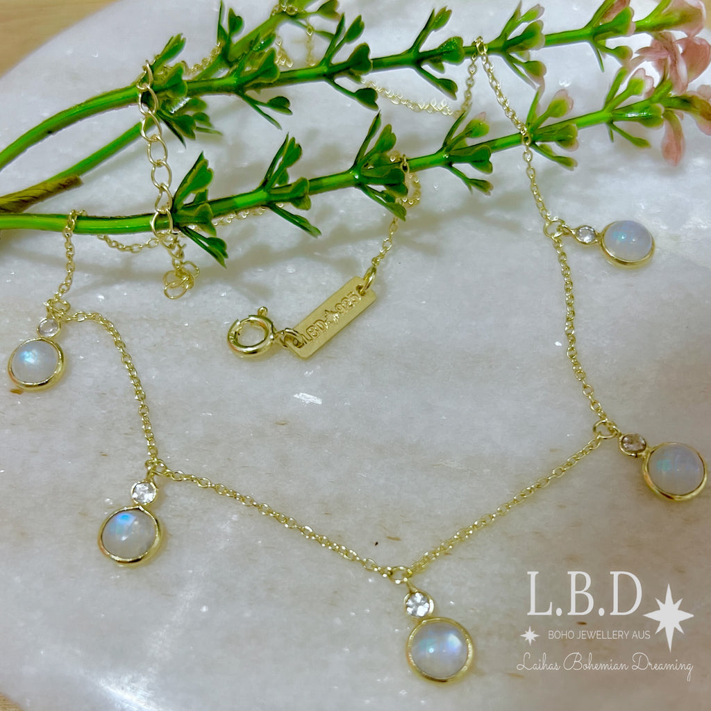 Laihas Eternal Gold Topaz and Moonstone Choker Necklace Gold Gemstone Necklace Laihas Bohemian Dreaming -L.B.D