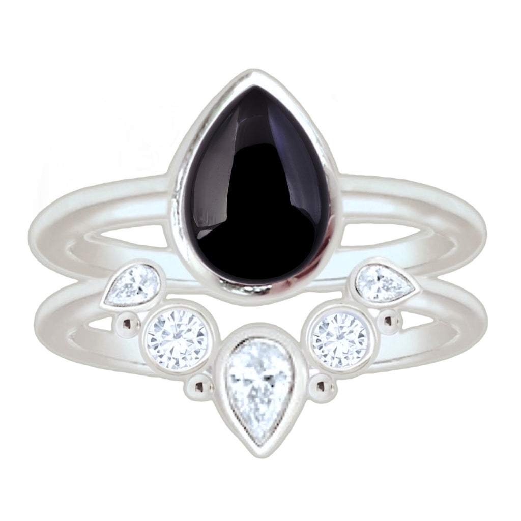 Laihas Queen Of Cups Topaz and Onyx Ring Set Gemstone Sterling Silver Ring Laihas Bohemian Dreaming -L.B.D