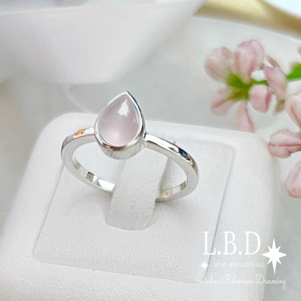 Laihas Mini Tearing Spirit Rose Quartz Ring Gemstone Sterling Silver Ring Laihas Bohemian Dreaming -L.B.D