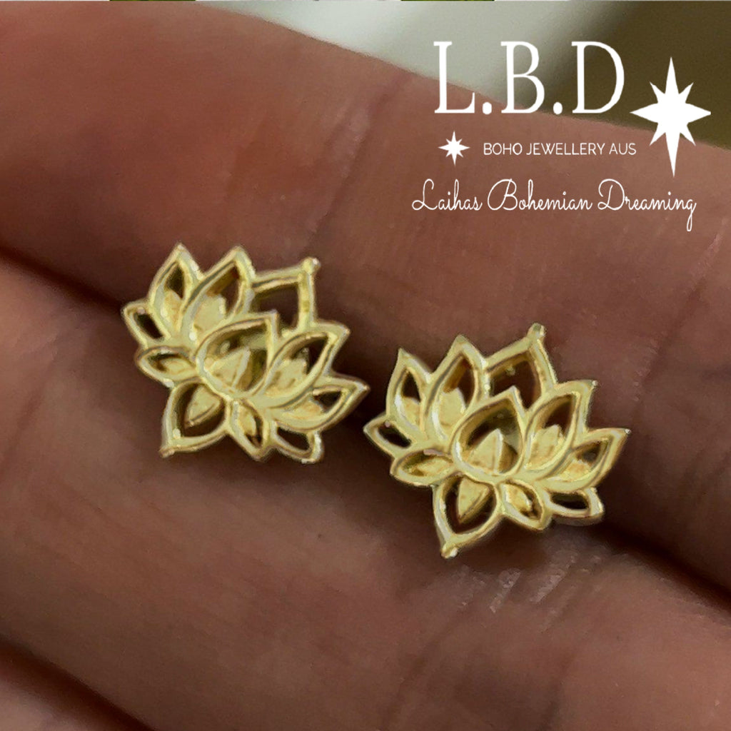Laihas Boho Chic Lotus Flower Studs - Gold Vermeil Gold Earrings Laihas Bohemian Dreaming -L.B.D