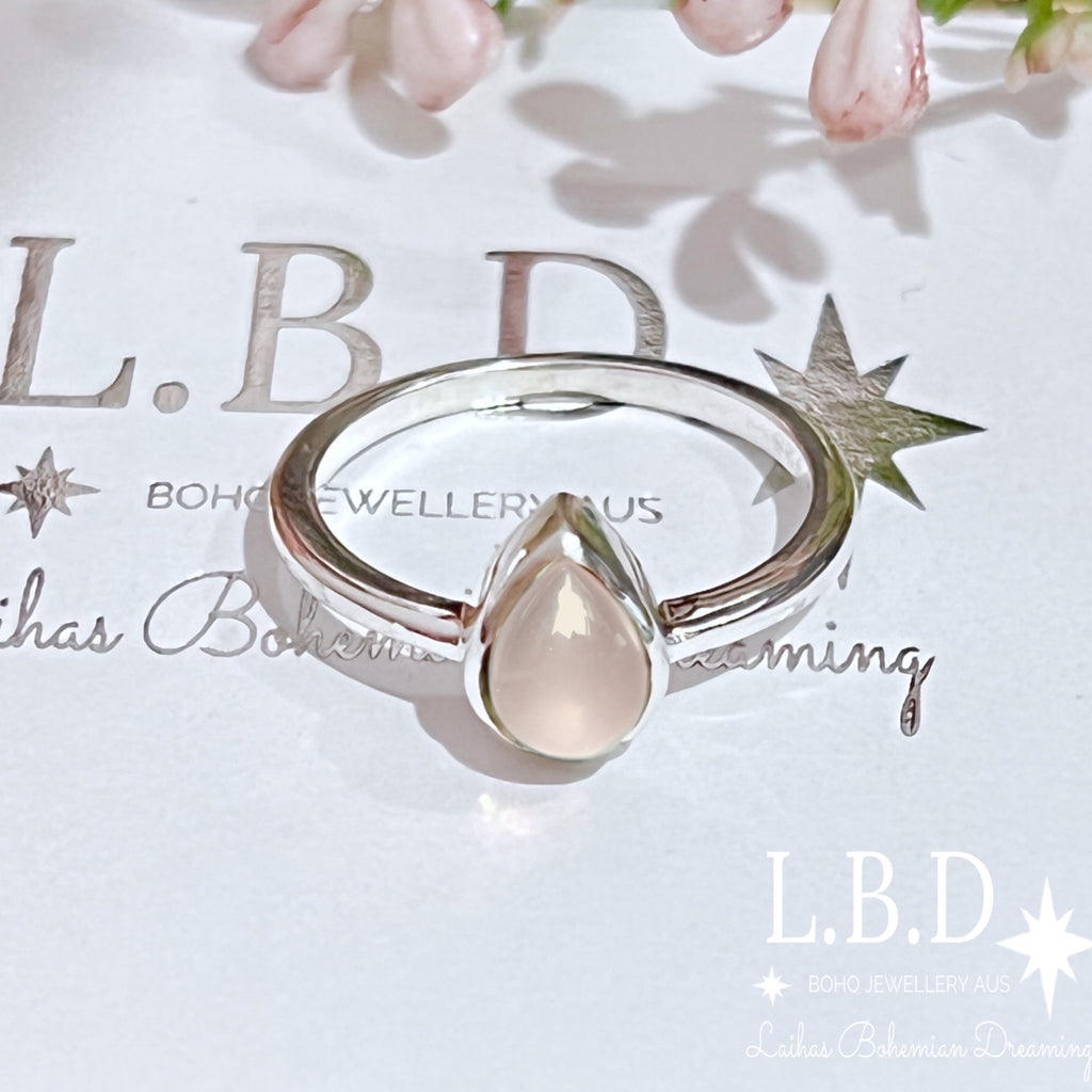 Laihas Mini Tearing Spirit Rose Quartz Ring Gemstone Sterling Silver Ring Laihas Bohemian Dreaming -L.B.D