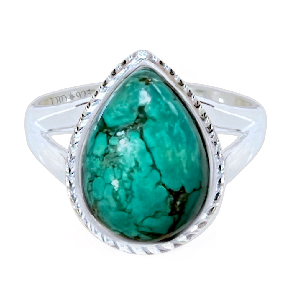 Turquoise Ring- Laihas Twisted Raindrop Gemstone Sterling Silver Ring Laihas Bohemian Dreaming -L.B.D