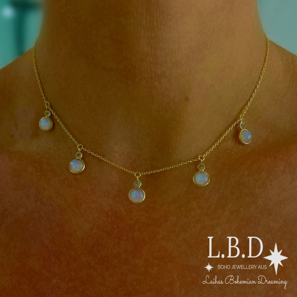 Laihas Eternal Gold Topaz and Moonstone Choker Necklace Gold Gemstone Necklace Laihas Bohemian Dreaming -L.B.D