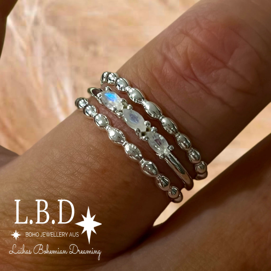 Laihas Three Of Cups Moonstone Ring Set Gemstone Sterling Silver Ring Laihas Bohemian Dreaming -L.B.D