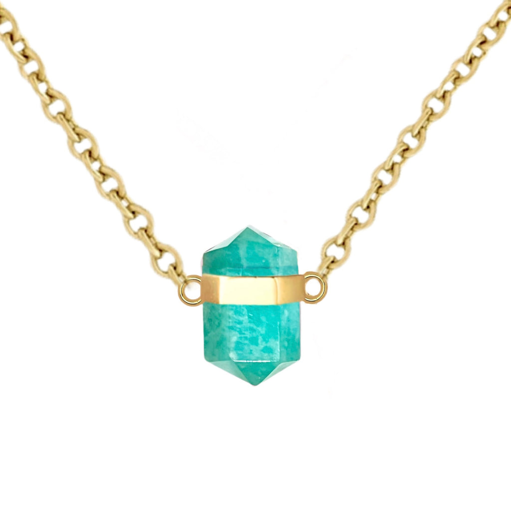 Laihas Crystal Kindness Gold Amazonite Necklace Gold Gemstone Necklace Laihas Bohemian Dreaming -L.B.D