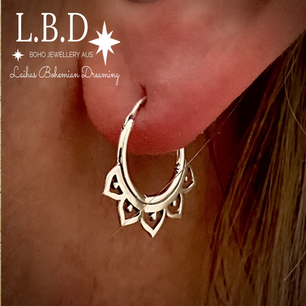 Laihas Prestige Boho Babe Mini Hoop Earrings Sterling Silver Earrings Laihas Bohemian Dreaming -L.B.D