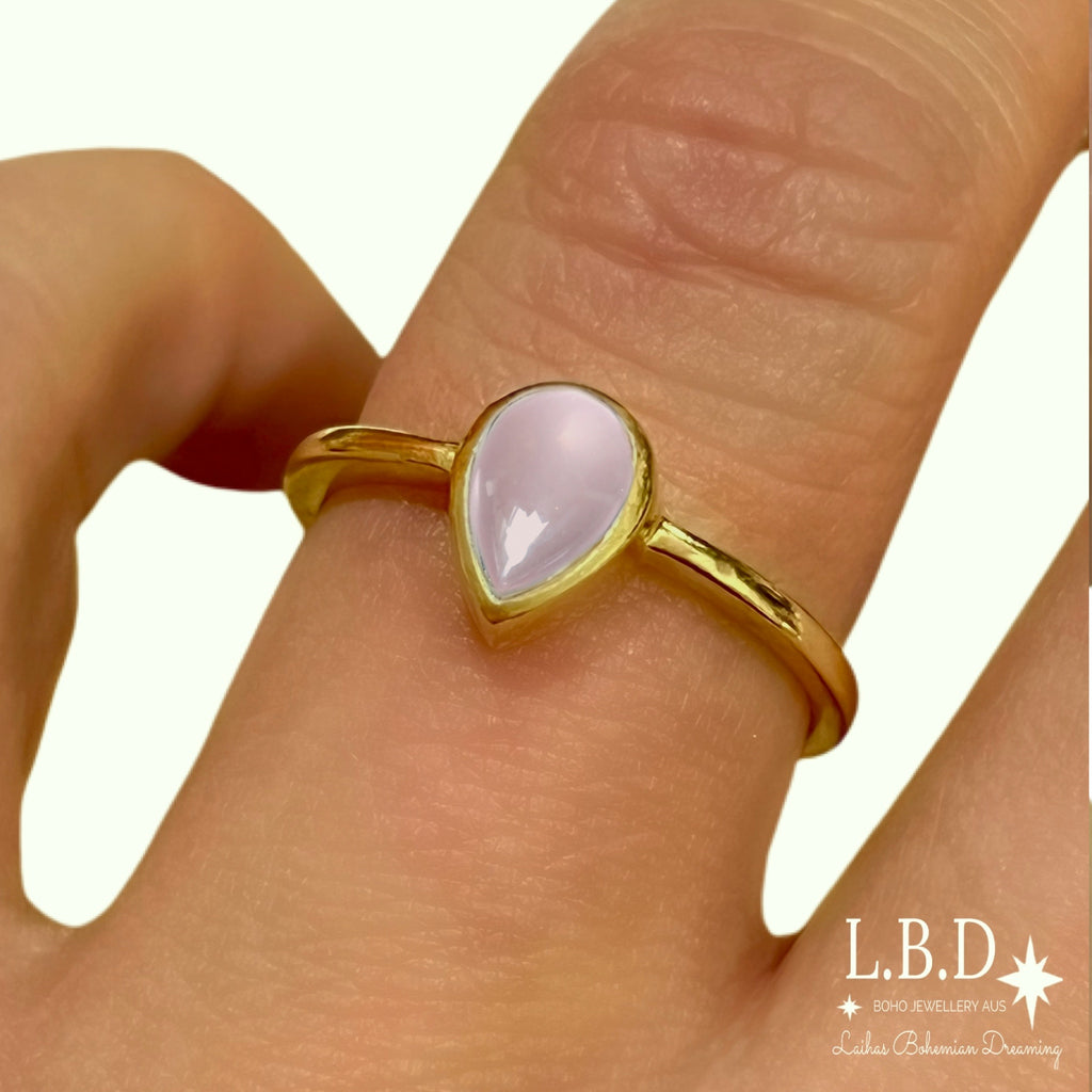 Laihas Mini Tearing Spirit Gold Rose Quartz Ring Gemstone Gold Ring Laihas Bohemian Dreaming -L.B.D
