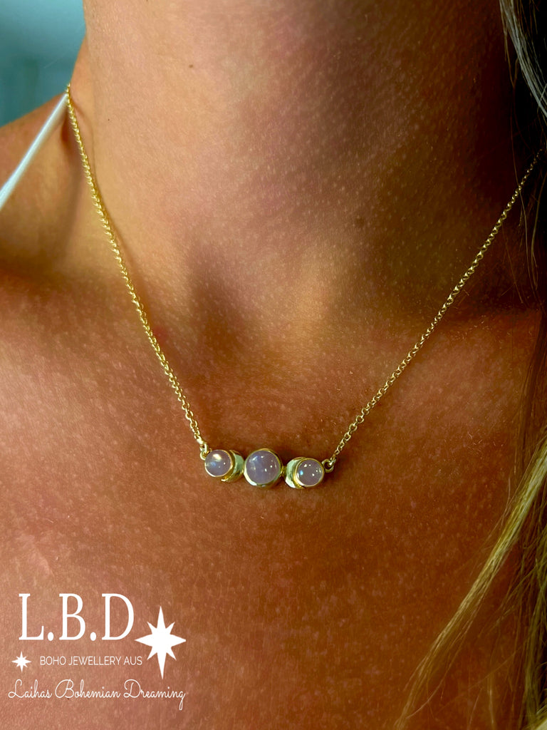 Laihas Moon Tribe Gold Moonstone Necklace Gold Gemstone Necklace Laihas Bohemian Dreaming -L.B.D