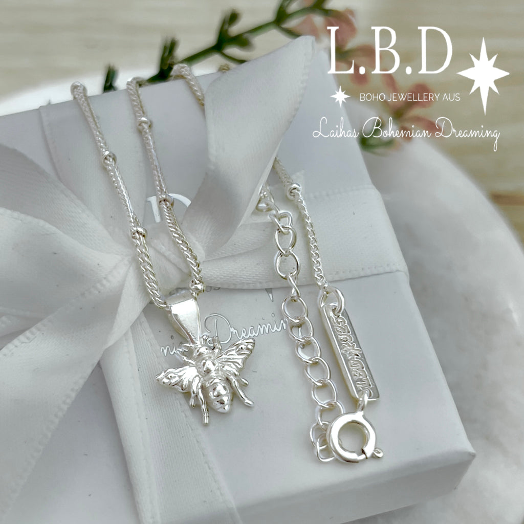 Laihas Prestige Sterling Silver Bee Necklace Sterling Silver Necklace Laihas Bohemian Dreaming -L.B.D