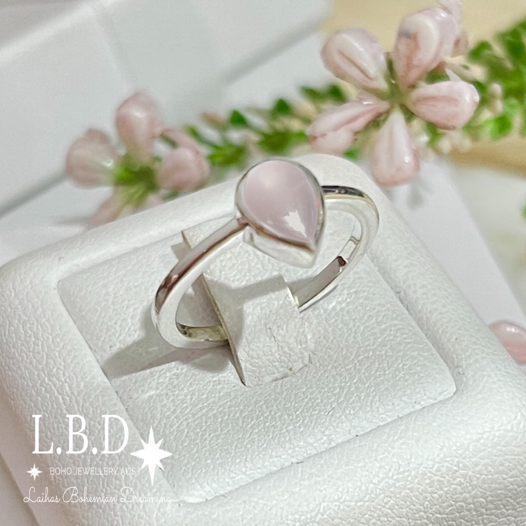 Laihas Mini Tearing Spirit Rose Quartz Ring Gemstone Sterling Silver Ring Laihas Bohemian Dreaming -L.B.D