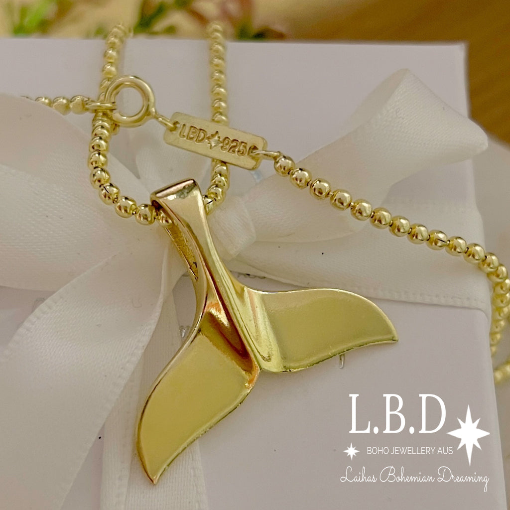 Laihas XLarge Gold Whale Tail Necklace Gold Necklace Laihas Bohemian Dreaming -L.B.D