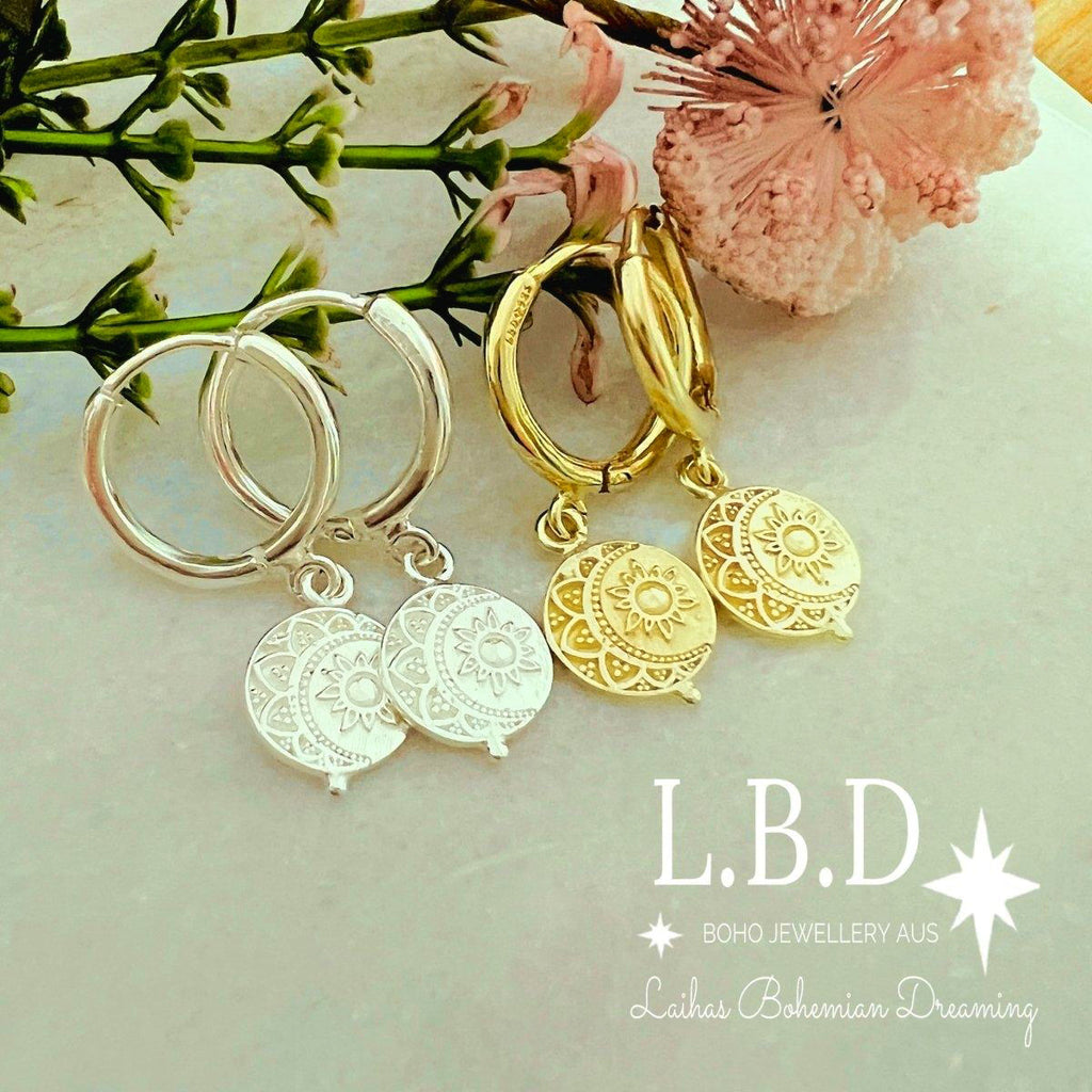Laihas La Luna Gold Hoop Earrings. Gold Earrings Laihas Bohemian Dreaming -L.B.D