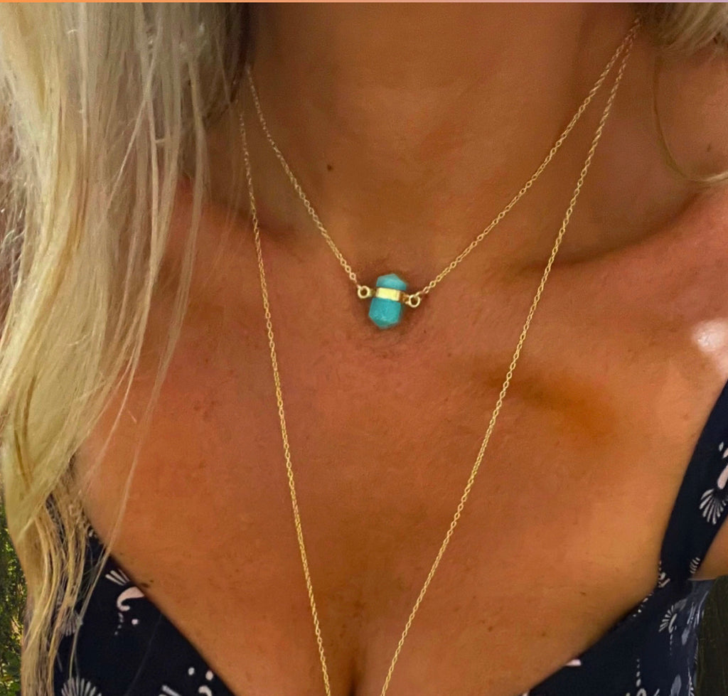 Laihas Crystal Kindness Gold Amazonite Necklace Gold Gemstone Necklace Laihas Bohemian Dreaming -L.B.D