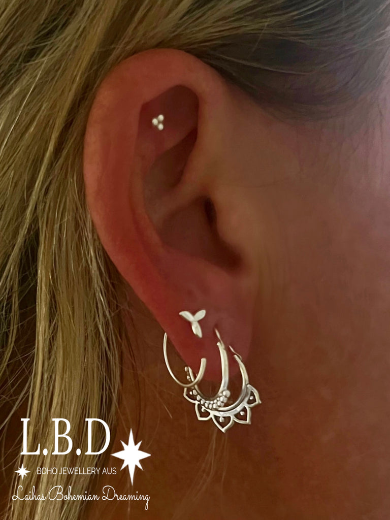 Laihas Prestige Sterling Silver Mini Flower Hoop Earrings Sterling Silver Earrings Laihas Bohemian Dreaming -L.B.D