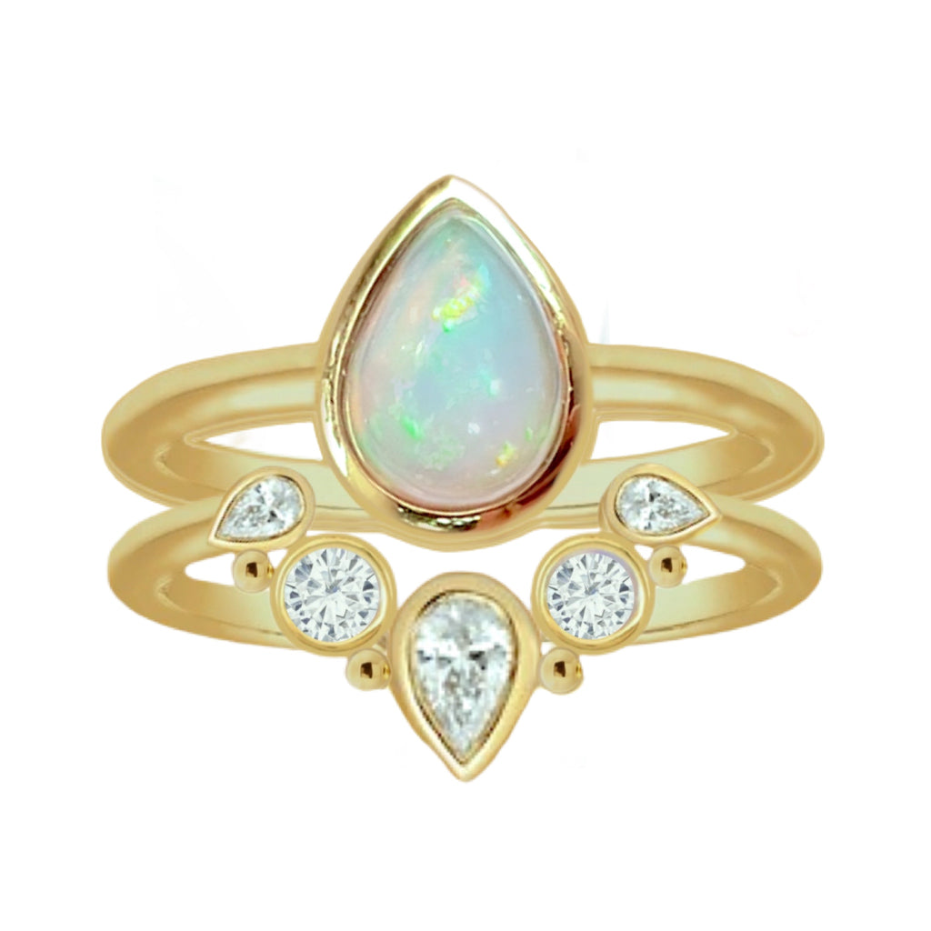 Laihas Queen Of Cups Gold Topaz and Opal Ring Set Gold gemstone Ring Laihas Bohemian Dreaming -L.B.D