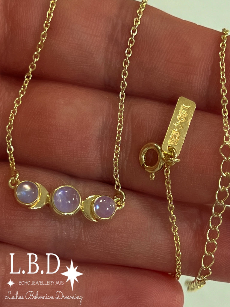 Laihas Moon Tribe Gold Moonstone Necklace Gold Gemstone Necklace Laihas Bohemian Dreaming -L.B.D