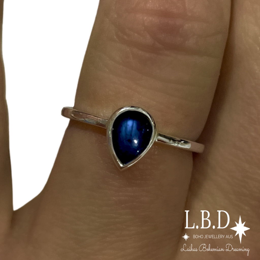 Laihas Mini Tearing Spirit Labradorite Ring Gemstone Sterling Silver Ring Laihas Bohemian Dreaming -L.B.D
