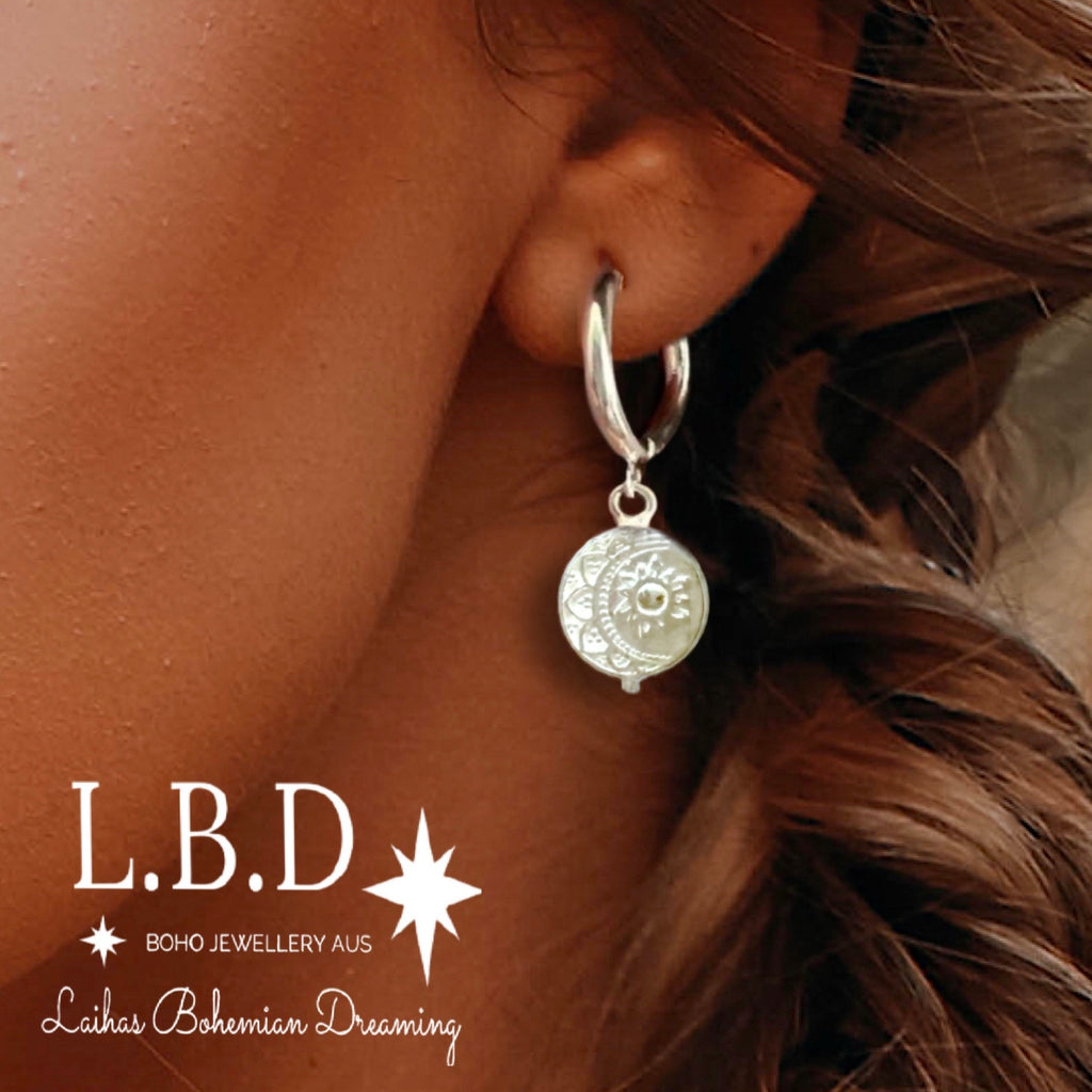 Laihas La Luna Sterling Silver Hoop Earrings. Sterling Silver Earrings Laihas Bohemian Dreaming -L.B.D