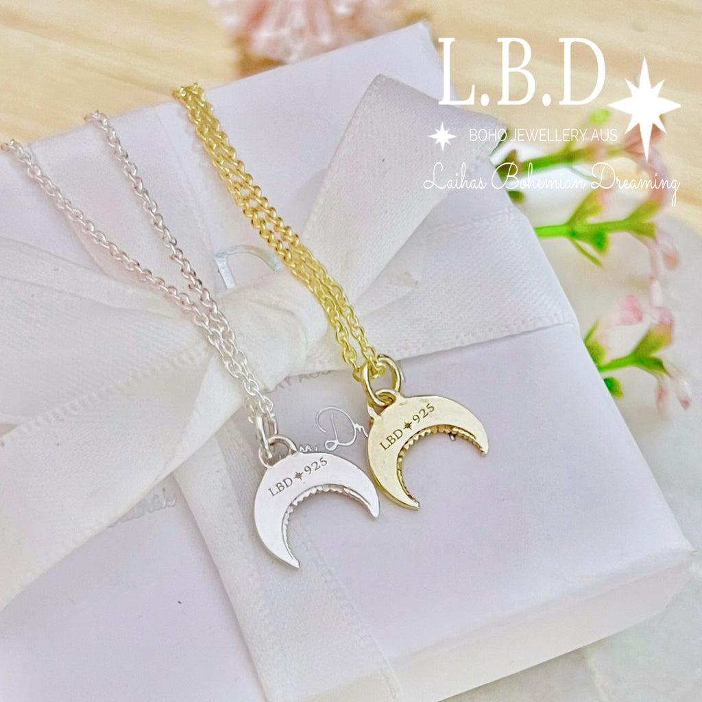 Laihas La Luna Mini Moon Gold Boho Necklace Gold Necklace Laihas Bohemian Dreaming -L.B.D