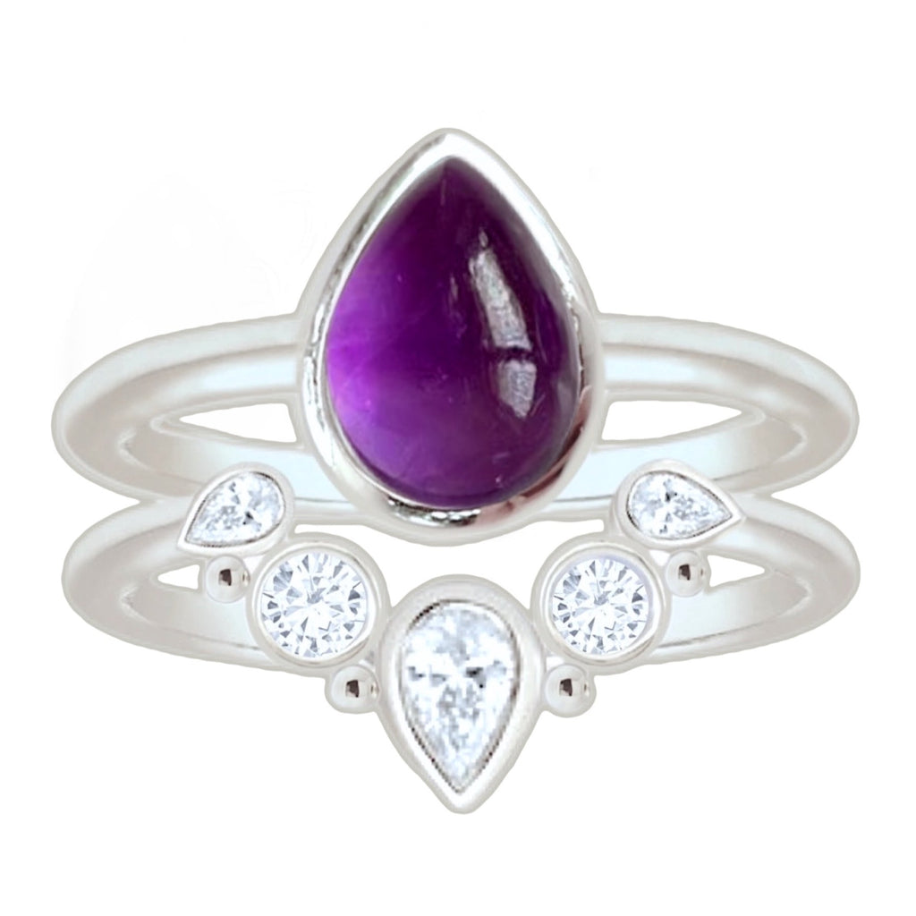 Laihas Queen Of Cups Topaz and Amethyst Ring Set Gemstone Sterling Silver Ring Laihas Bohemian Dreaming -L.B.D