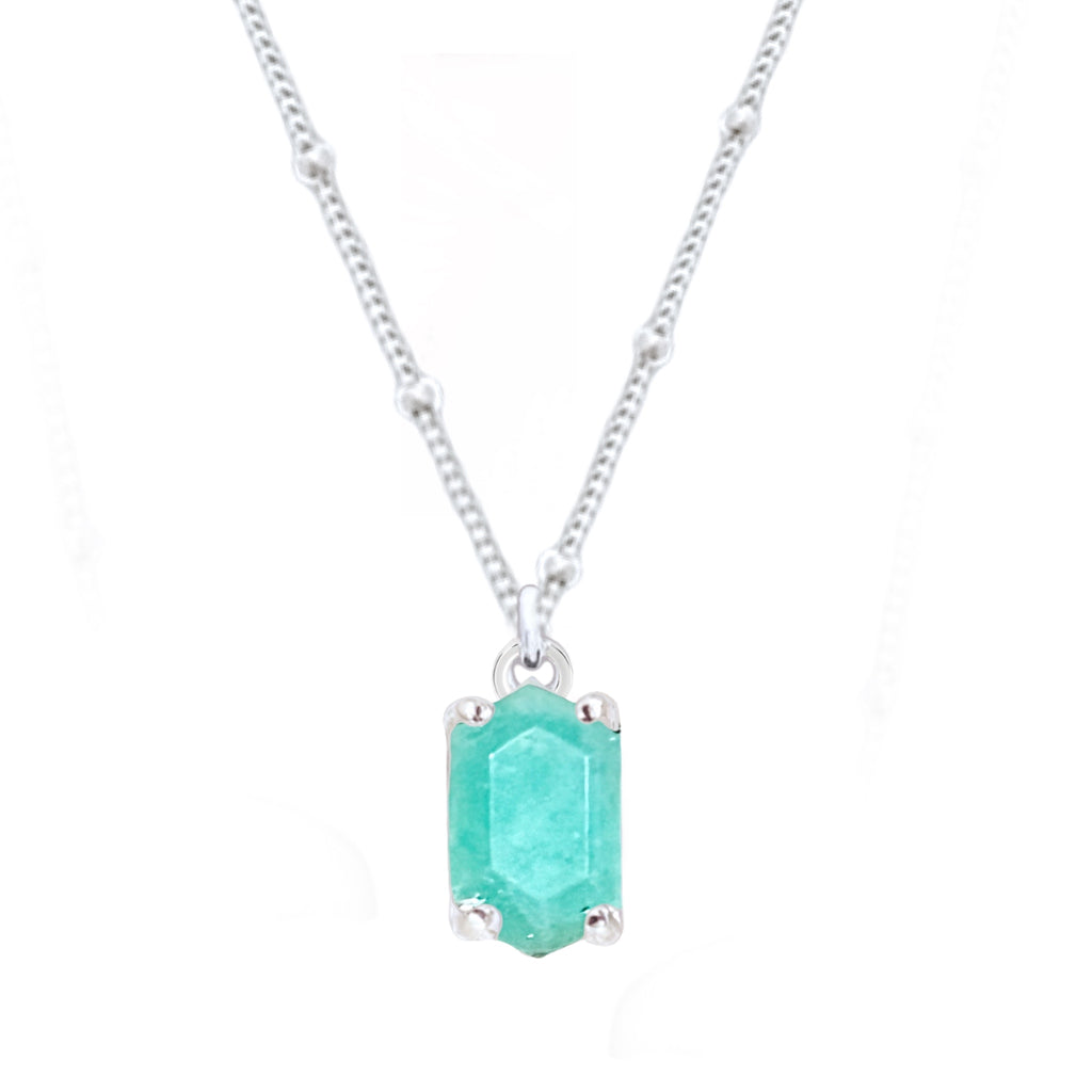 Laihas Mini Hex Crystal Amazonite Necklace Gemstone Sterling Silver necklace Laihas Bohemian Dreaming -L.B.D