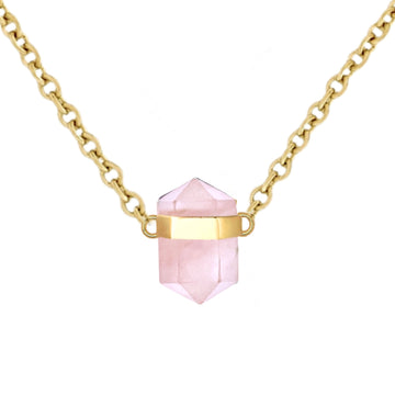 Laihas Crystal Kindness Gold Rose Quartz Necklace Gold Gemstone Necklace Laihas Bohemian Dreaming -L.B.D