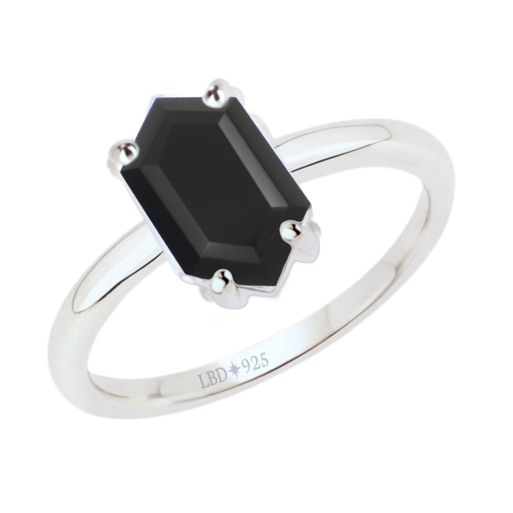 Laihas Mini Hex Crystal Onyx Ring Gemstone Sterling Silver Ring Laihas Bohemian Dreaming -L.B.D