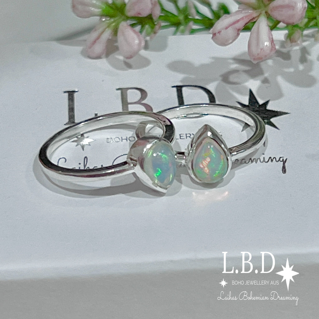 Laihas Mini Tearing Spirit Genuine Opal Ring Gemstone Sterling Silver Ring Laihas Bohemian Dreaming -L.B.D