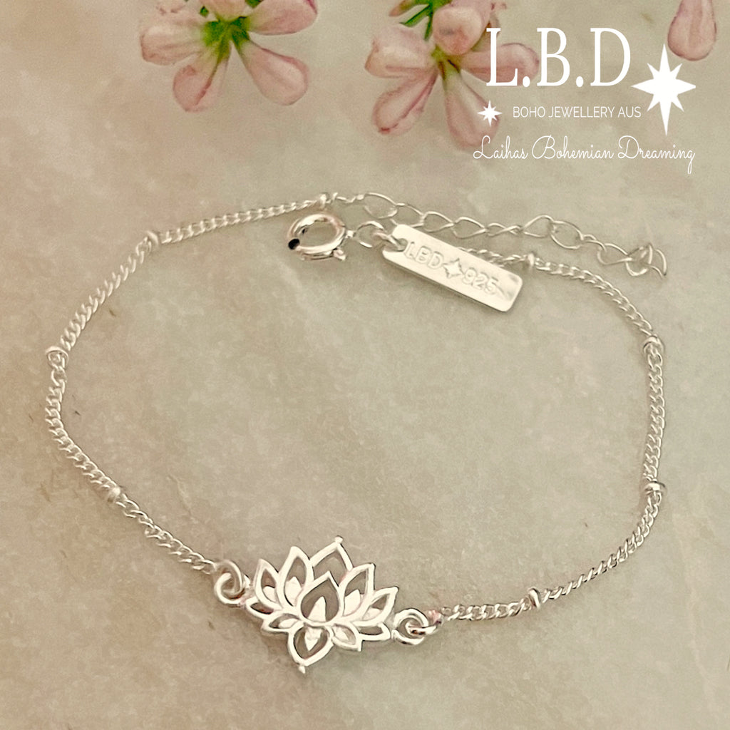 Laihas Lotus Flower Sterling Silver Bracelet Sterling Silver Bracelet Laihas Bohemian Dreaming -L.B.D