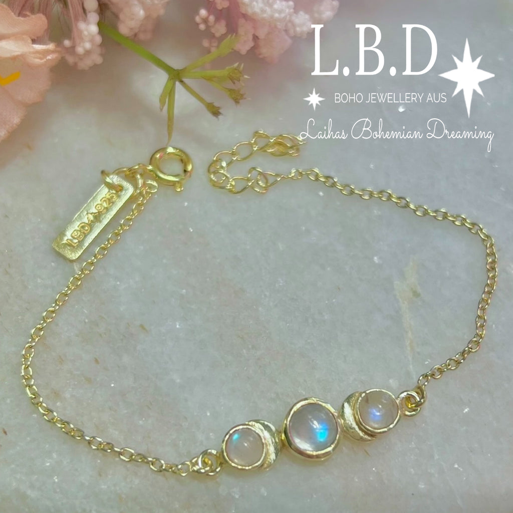 Laihas Moon Tribe Gold Moonstone Bracelet Gold Gemstone bracelet Laihas Bohemian Dreaming -L.B.D