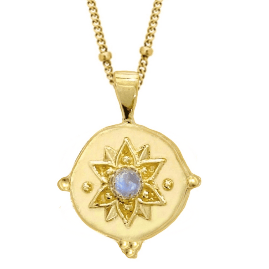 Intricate Vera May Gold Boho Necklace- Gold Moonstone Necklace -LBD Australia