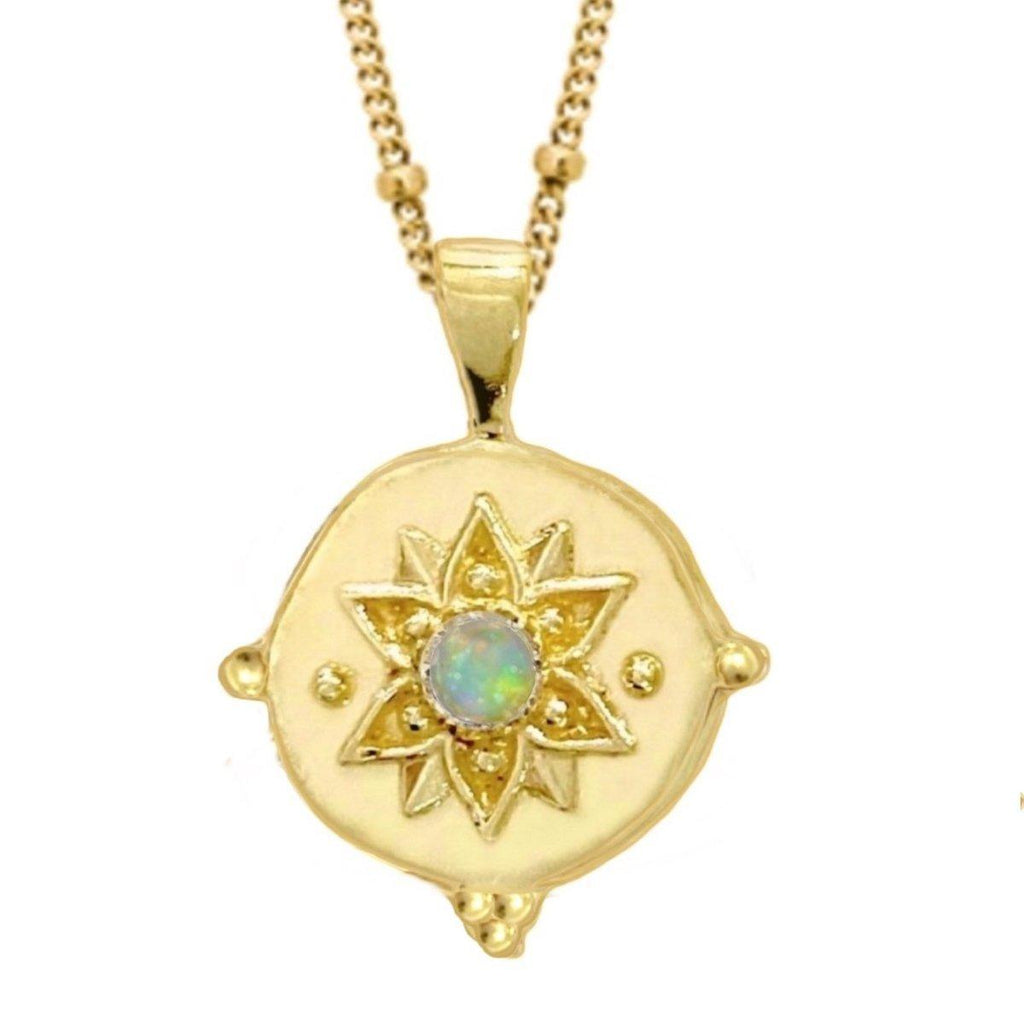Intricate Vera May Gold Boho Necklace- Gold Opal Necklace -LBD Australia