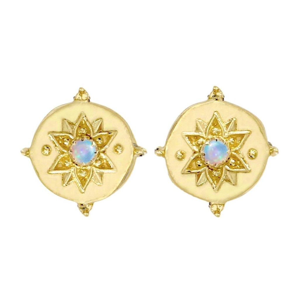 Intricate Vera May Gold Opal Stud Earrings -LBD Australia