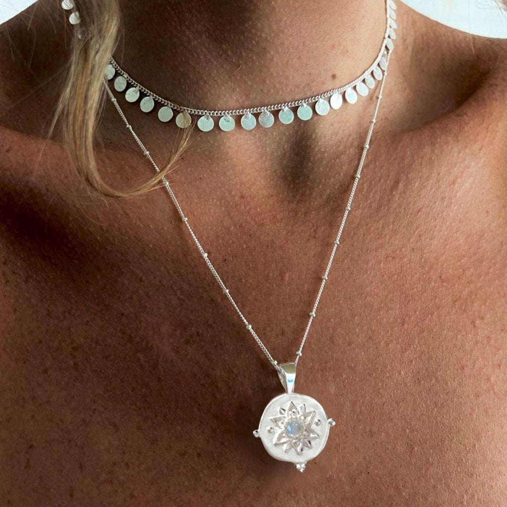 Intricate Vera May Sterling Silver Boho Necklace- Moonstone Necklace -LBD Australia