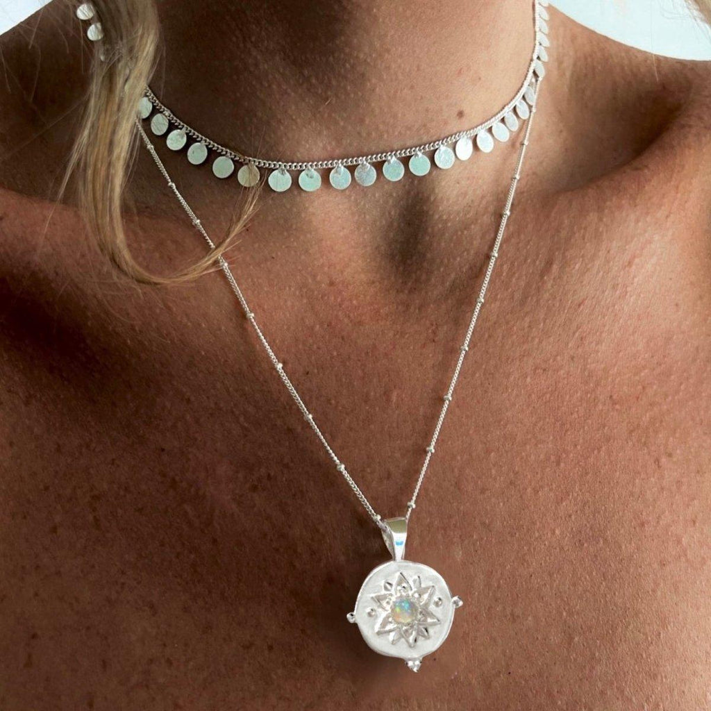 Intricate Vera May Sterling Silver Boho Necklace-Opal Necklace -LBD Australia