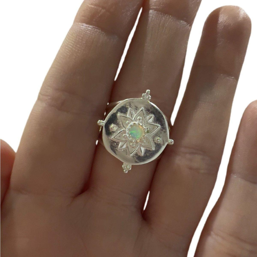 Intricate Vera May Sterling Silver Boho Ring- Genuine Opal Ring -LBD Australia