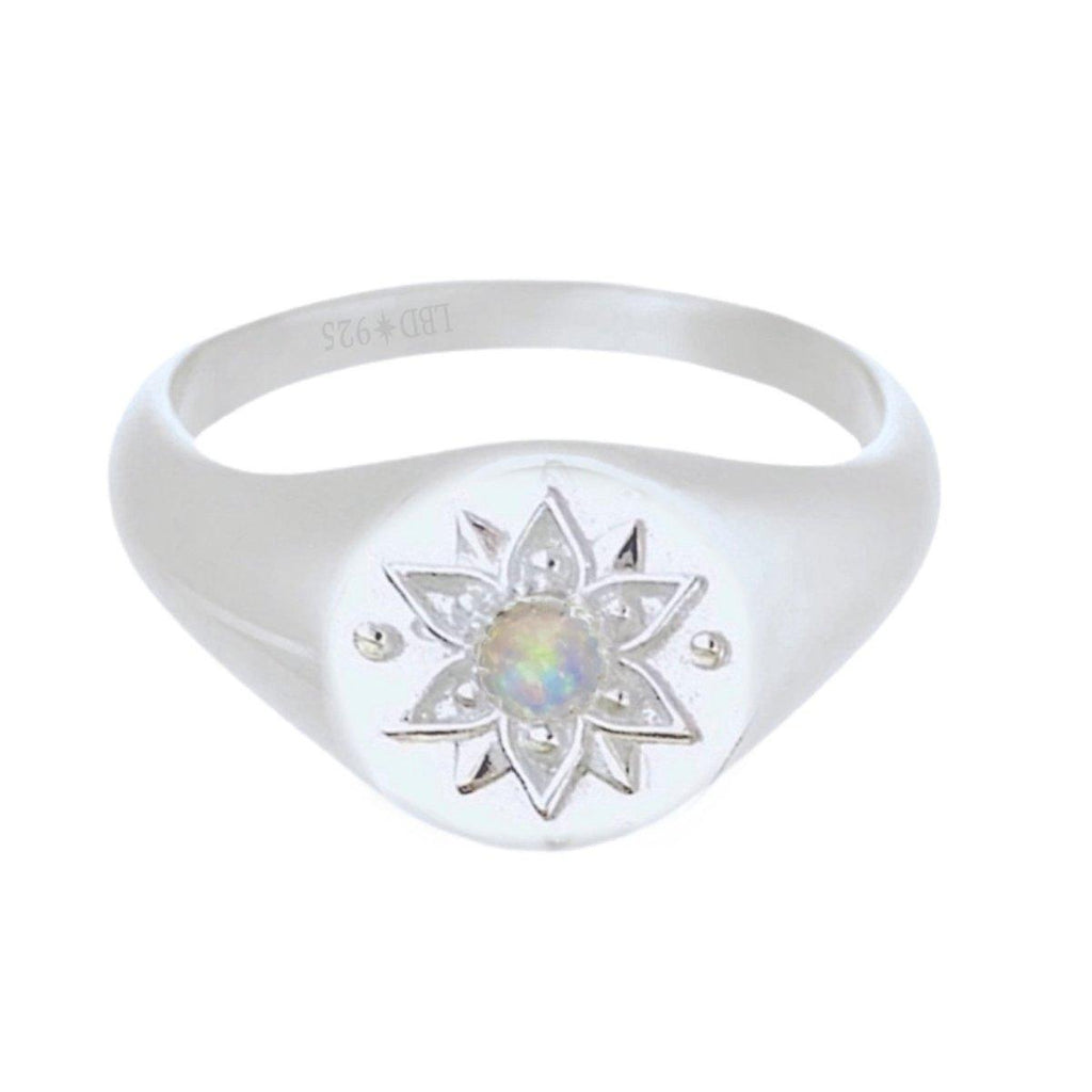 Intricate Vera May Sterling Silver Signet Ring- Genuine Opal Ring -LBD Australia