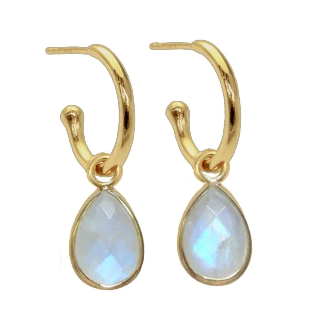 Laiha Bell Droplet Gold Moonstone Hoop Earrings -LBD Australia