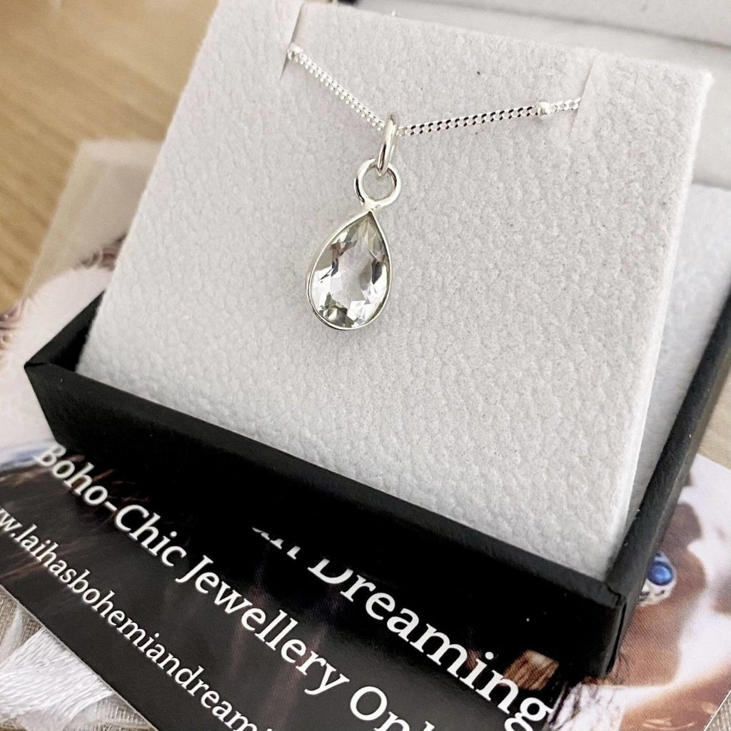 Laiha Bell Mini Droplet Clear Crystal Quartz Necklace -LBD Australia