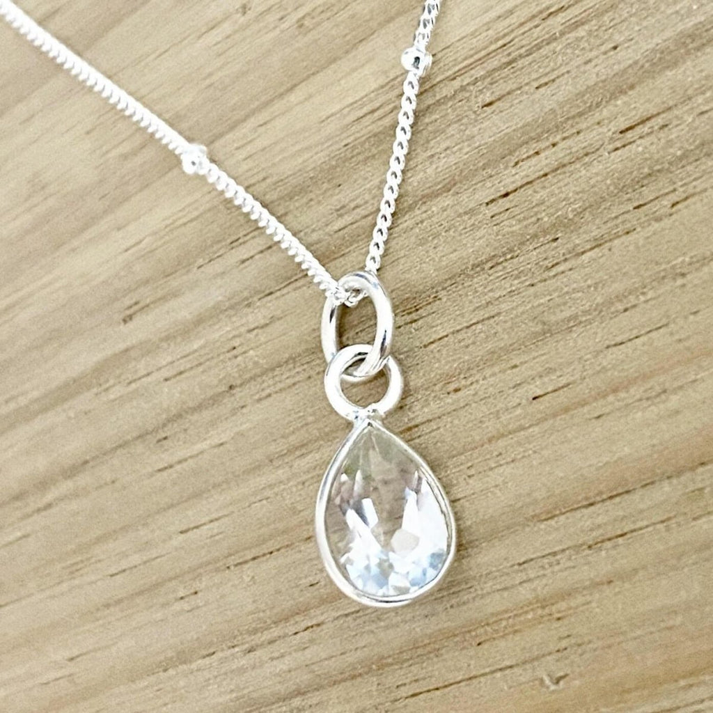 Laiha Bell Mini Droplet Clear Crystal Quartz Necklace -LBD Australia