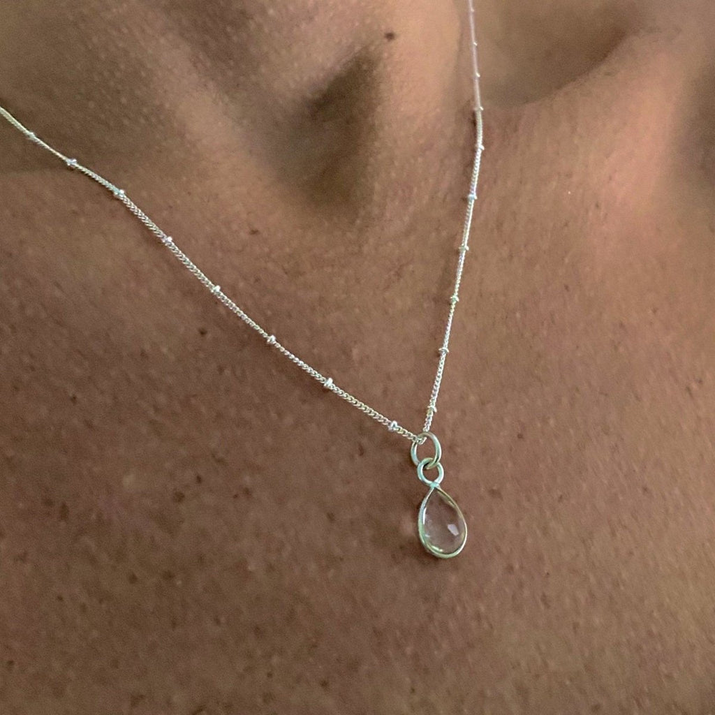 Laiha Bell Mini Droplet Clear Crystal Quartz Necklace -LBD Australia