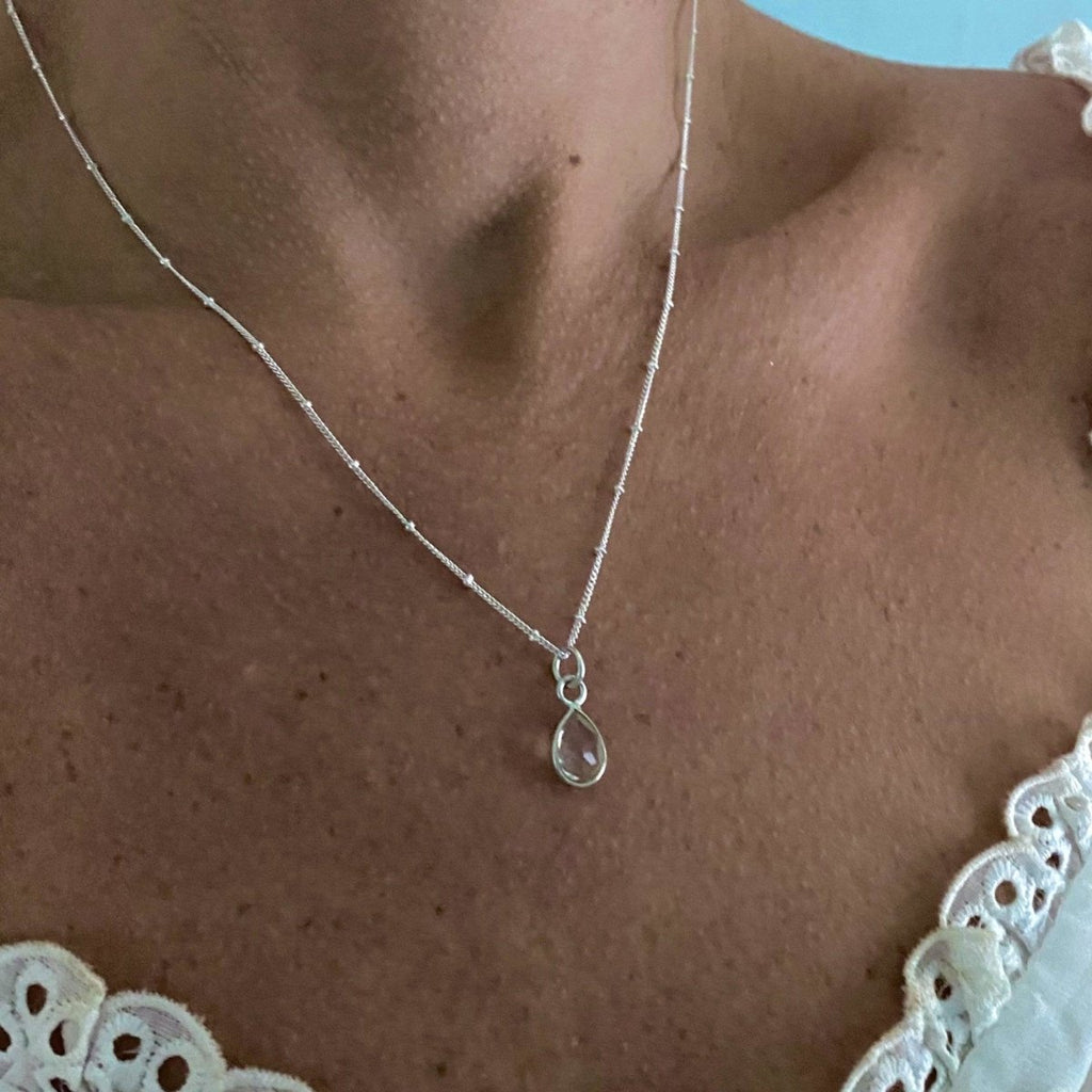 Laiha Bell Mini Droplet Clear Crystal Quartz Necklace -LBD Australia