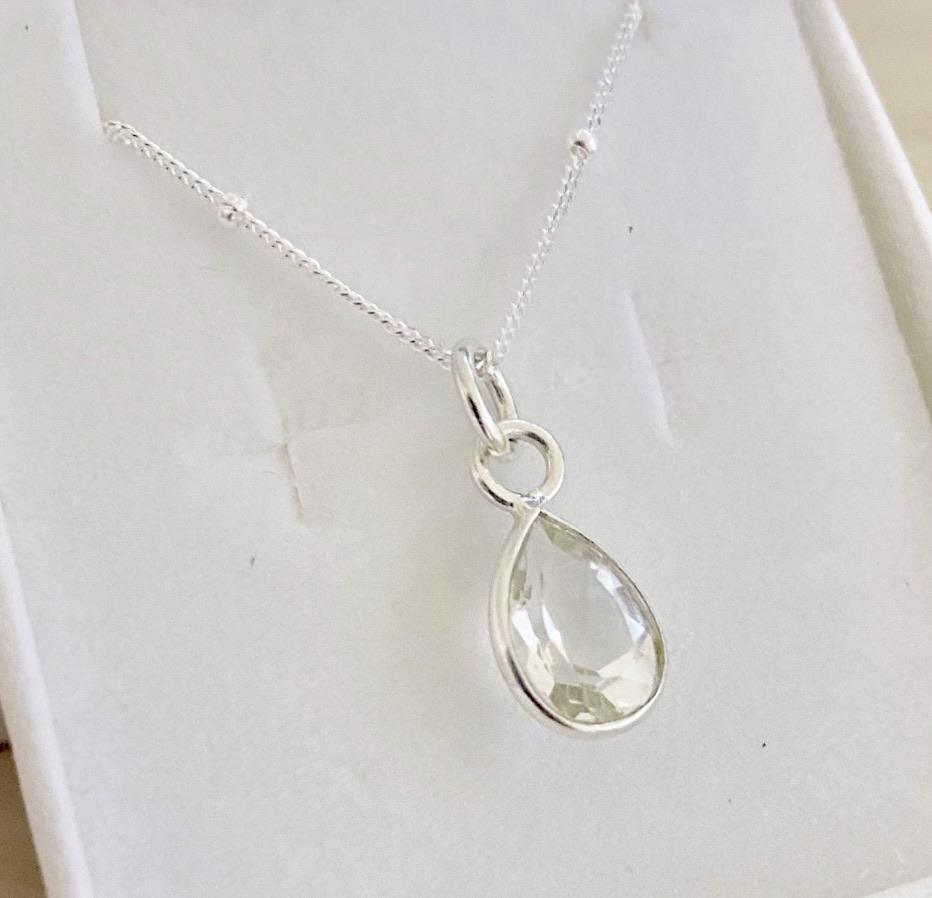 Laiha Bell Mini Droplet Clear Crystal Quartz Necklace -LBD Australia