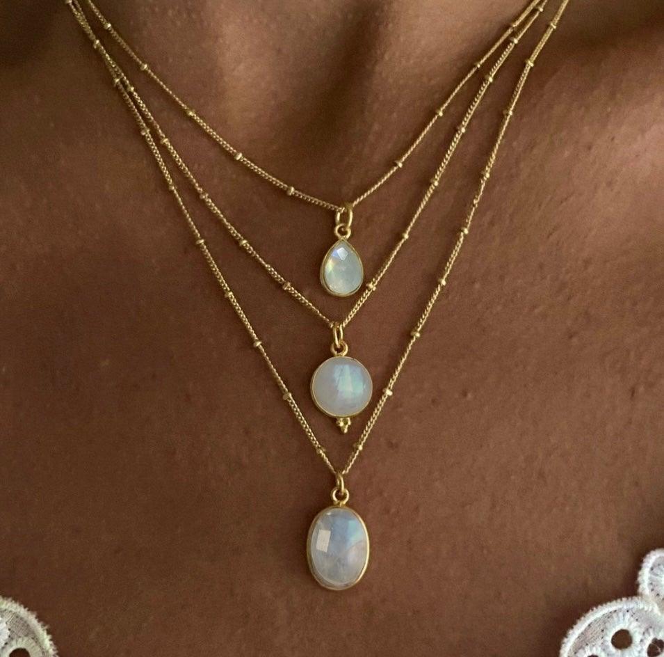 Laiha Bell Mini Droplet Gold Moonstone Necklace -LBD Australia