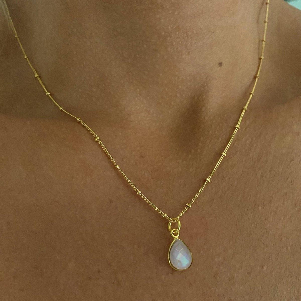 Laiha Bell Mini Droplet Gold Moonstone Necklace -LBD Australia