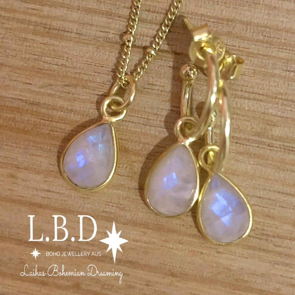 Laiha Bell Mini Droplet Gold Moonstone Necklace -LBD Australia