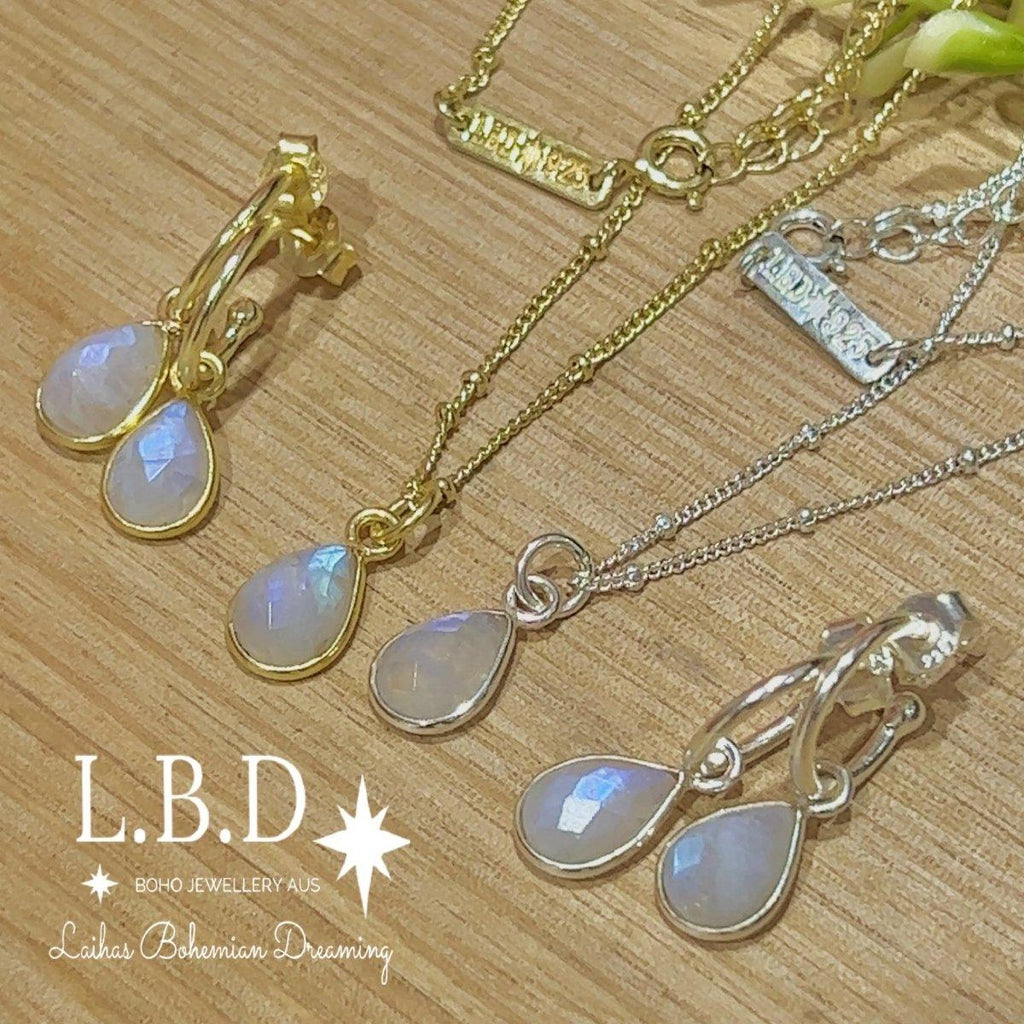 Laiha Bell Mini Droplet Moonstone Necklace -LBD Australia