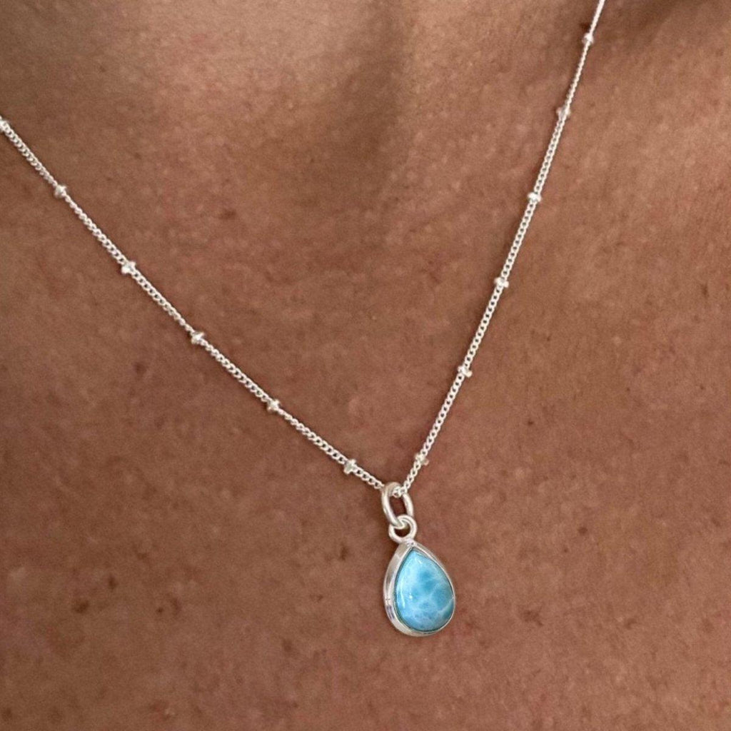 Laiha Mini Classic Chic Raindrop Larimar Necklace -LBD Australia