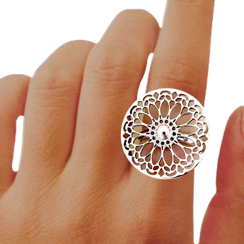 Laihas Bohemian Mandala Sterling Silver Boho Ring Ass sizes -LBD Australia